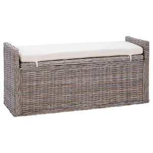 vidaXL Laikymo suolas su pagalve Pilka 110 x 40 x 50 cm Ratanas