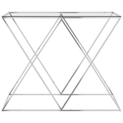 vidaXL Šoninis staliukas, sidabrinis, 90x40x75cm, plienas ir stiklas
