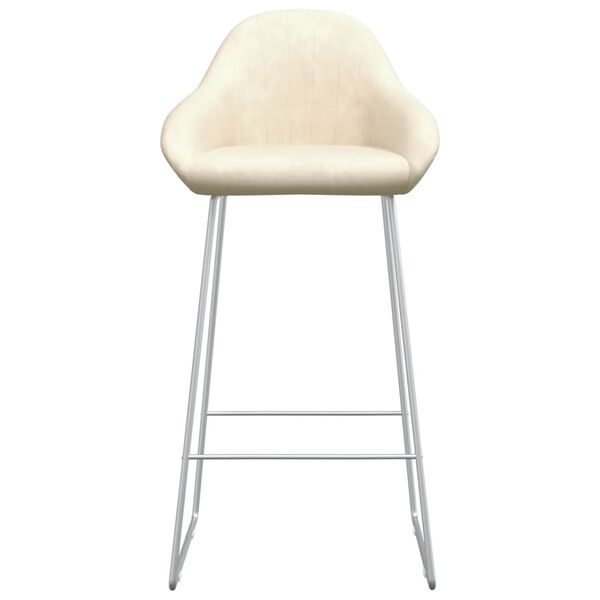 vidaXL Baro taburetės, 2vnt., kreminės spalvos, aksomas