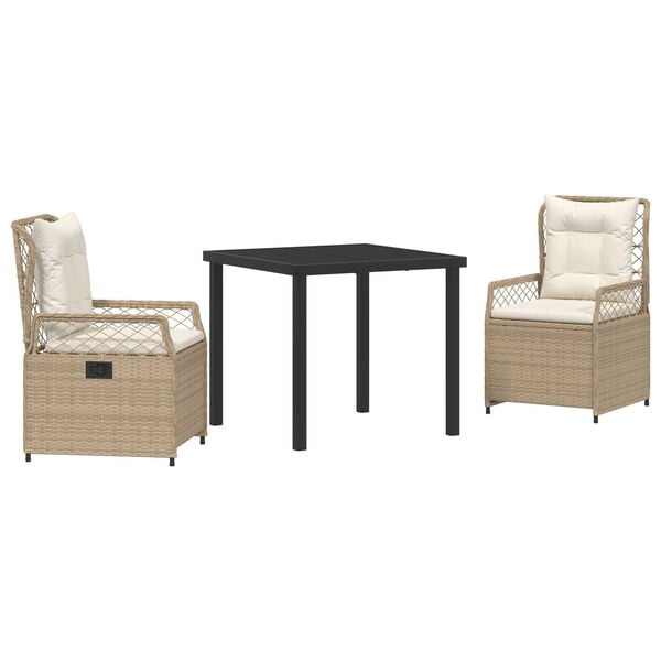 vidaXL Sodo valgomojo komplektas 3 pcs Bežė ir kreminė balta