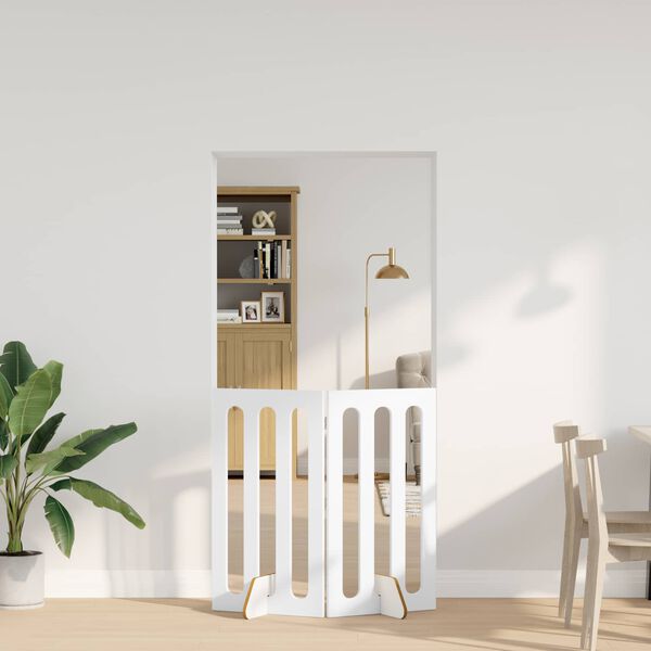 vidaXL Sulankstomas &scaron;unų tvora 2 pcs Baltas 100,5 x 38 x 90 cm