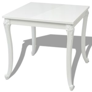 vidaXL Valgomojo stalas, 80x80x76 cm, labai blizgus, baltas