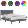 vidaXL Lovos rėmas su LED juostelėmis Pilka 160 x 200 cm Dirbtinė oda