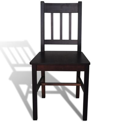 vidaXL Valgomojo kėdės, 6 vnt., tamsiai rudos, pušies mediena