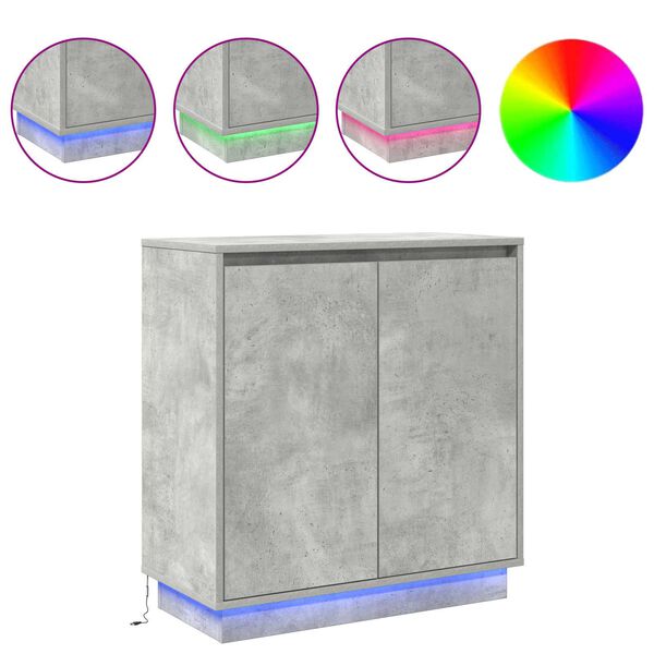 vidaXL LED Bufetas Betono pilka 71 x 34,5 x 75 cm Apdirbta mediena