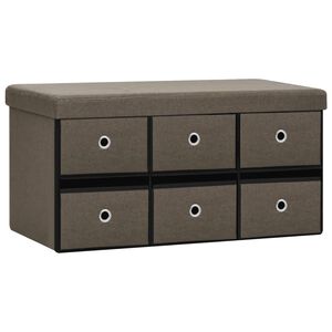 vidaXL Suoliukas-daiktadėžė, rudas, 76x38x38cm, dirbtinis linas