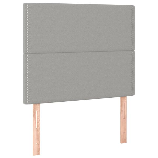 vidaXL Galvūgalis su LED, &scaron;viesiai pilkas, 90x5x118/128cm, audinys