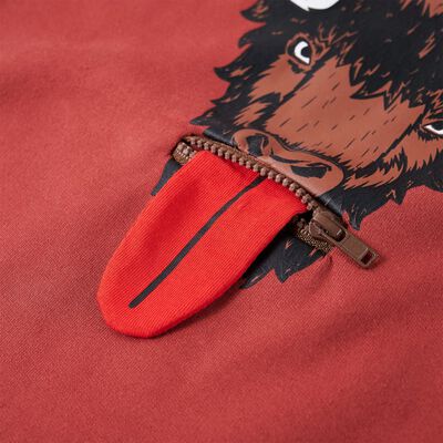 Vaikiškas sportinis megztinis su gobtuvu, degintas raudonas, 92 dydžio