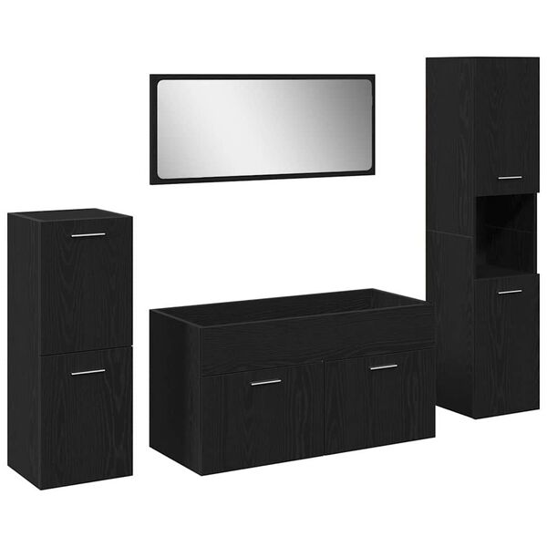 vidaXL Vonios baldų rinkinys 4 pcs Juodas ąžuolas Apdirbta mediena