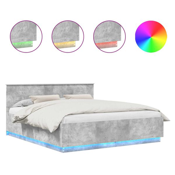 vidaXL Lovos rėmas Betono pilka 200 x 200 cm Apdirbta mediena