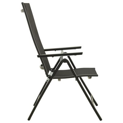 vidaXL Sodo kėdės, 2vnt., juodos, tekstilenas ir aliuminis