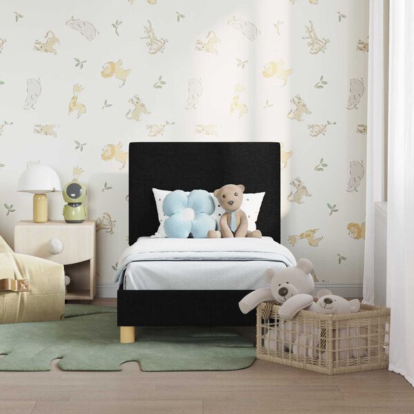 vidaXL Vaikiška Lovo Rėmas su Galvūgaliu Juoda 70 x 140 cm audinys