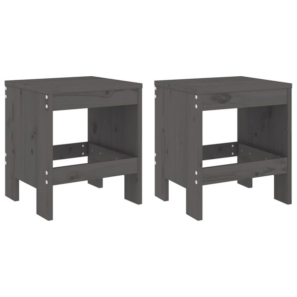 vidaXL Sodo taburetės, 2vnt., pilkos, 40x36x45cm, pušies masyvas