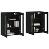 vidaXL Prie sienos montuojamos spintelės, 2vnt., juodos, mediena