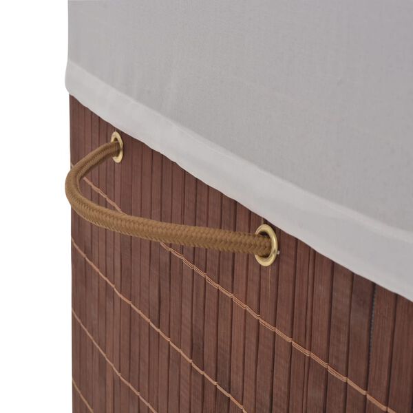 vidaXL Skalbinių krepšys, rudas, bambukas, stačiakampis