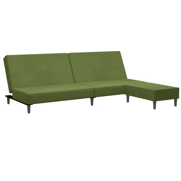 vidaXL Dvivietė sofa-lova su pakoja, &scaron;viesiai žalios spalvos, aksomas