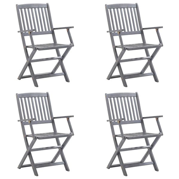 vidaXL Sulankstomos lauko kėdės su pagalvėmis, 4vnt., akacijos masyvas