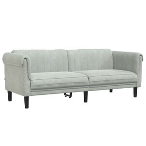 vidaXL Trivietė sofa, &scaron;viesiai pilkos spalvos, aksomas