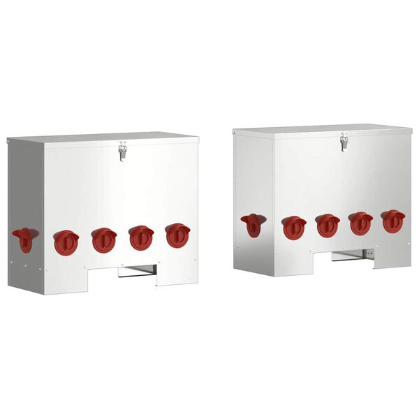 vidaXL Vi&scaron;tų lesykla 2 pcs Sidabro 60,5 x 29 x 51 cm Cinkuota plienas