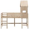 vidaXL Aukšta lova su kopėčiomis ir stogu, 90x190cm, pušies masyvas