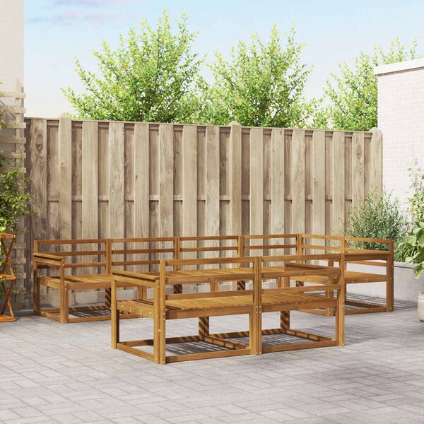 vidaXL Lauko sofos komplektas 7 pcs Natūrali Kietos akacijos mediena