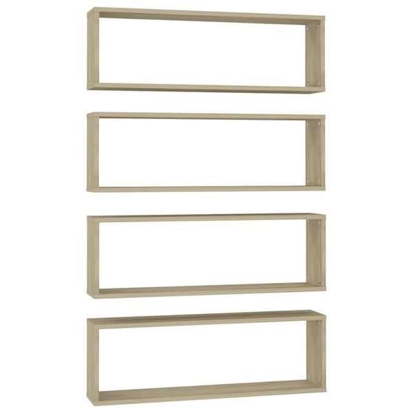 vidaXL Sieninės lentynos, 4vnt., ąžuolo, 80x15x26,5cm apdirbta mediena