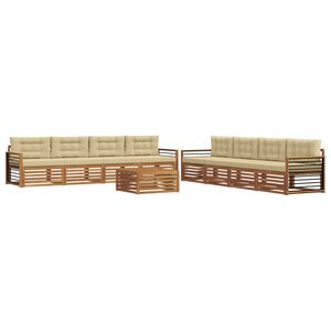 vidaXL Lauko sofos komplektas su pagalve 9 pcs Natūralus ir bežinis