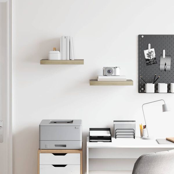 vidaXL Pakabinamos sieninės lentynos, 2vnt., ąžuolo, 40x23x3,8cm, MDF