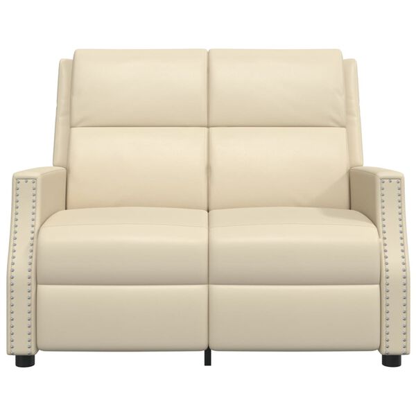 vidaXL Dvivietis atlo&scaron;iamas masažinis krėslas, kreminis, dirbtinė oda