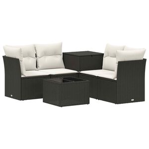 vidaXL Sofos komplektas 6 vnt. Juoda ir kreminė balta 55 x 55 x 37 cm