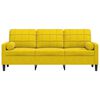 vidaXL Trivietė sofa su pagalvėlėmis, geltonos spalvos, 180cm, aksomas