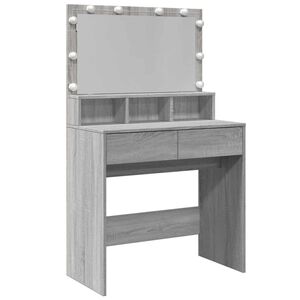 vidaXL Kosmetinis staliukas su LED, pilkas ąžuolo, 80x41x134,5cm