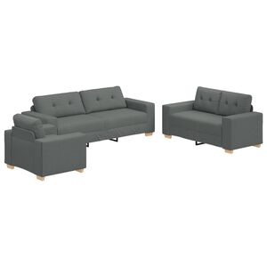 vidaXL Sofa 3 pcs Tamsiai pilka Lino mi&scaron;inio audinys