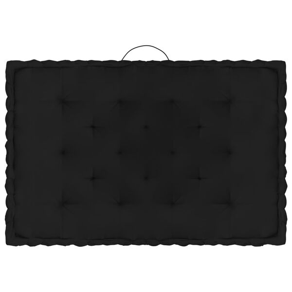 vidaXL Grindų/paletės pagalvėlės, 6vnt., juodos spalvos, medvilnė