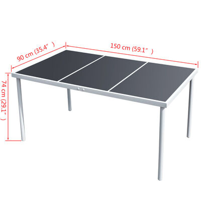 vidaXL Sodo stalas, juodas, plienas, 150x90x74cm