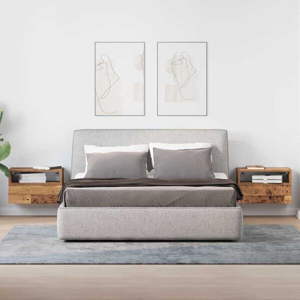 vidaXL Sieninės naktinės spintelės, 2vnt., medienos, 45x26x28,5cm