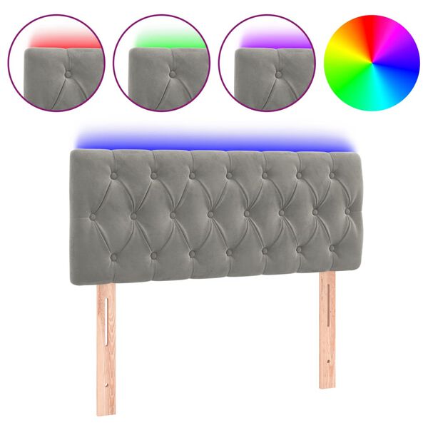 vidaXL Galvūgalis su LED, šviesiai pilkas, 90x7x78/88cm, aksomas