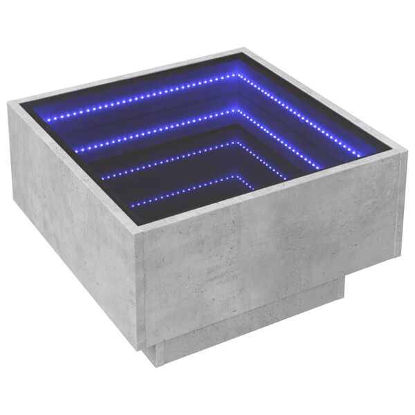 vidaXL Kavos staliukas su LED, betono, 50x50x30cm, apdirbta mediena