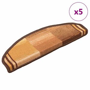 vidaXL Lipnūs laiptų kilimėliai, 5vnt., rudos spalvos, 65x21x4cm