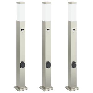 vidaXL &Scaron;viestuvai su jutikliu ir lizdu, 3 vnt., 80 cm, nerūdijantis plienas, IP44
