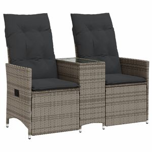 vidaXL Atlo&scaron;iama dvivietė sodo sofa su staliuku, pilka, poliratanas