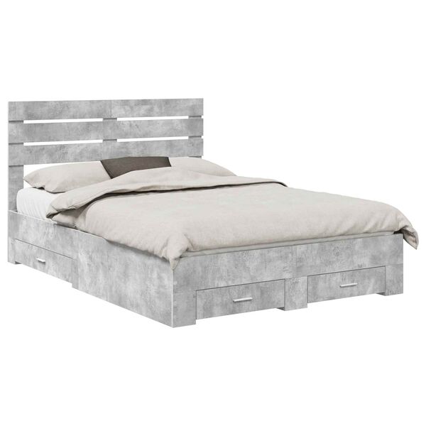 vidaXL Lovos rėmas su stalčių su galvūgalio Apdirbta mediena