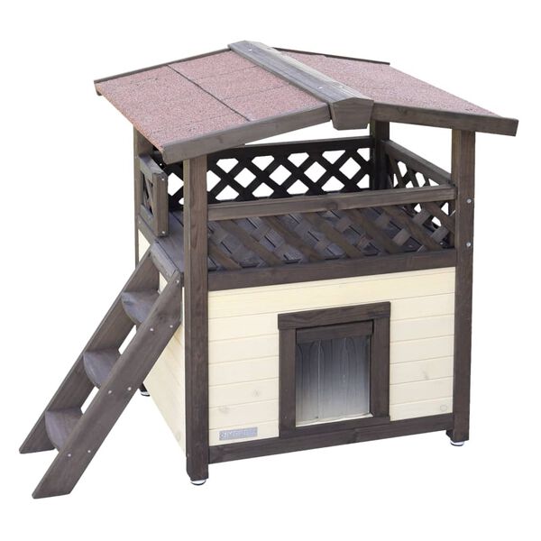 Kerbl Šildomas namelis katėms Deluxe, tamsiai rudas, 88x57x77cm