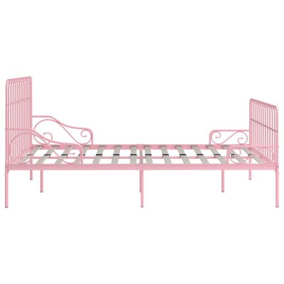 vidaXL Lovos rėmas su grotelių pagrindu, rožinis, 180x200cm, metalas