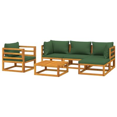 vidaXL Sodo komplektas su žalios spalvos pagalvėlėmis, 6dalių, mediena