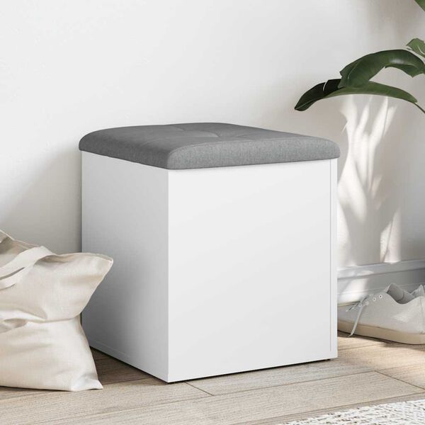 vidaXL Suoliukas daiktadėžei, baltas, 42x42x45cm, inžinerinė mediena