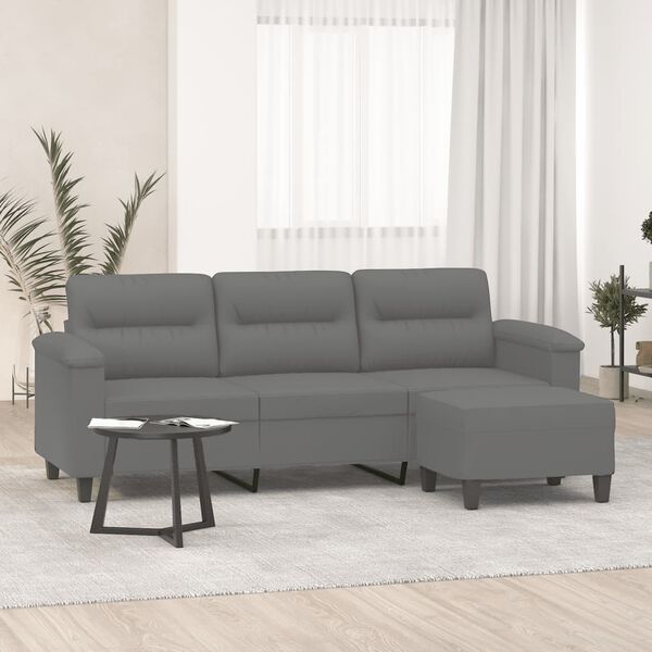 vidaXL Trivietė sofa su pakoja, tamsiai pilka, 180cm, audinys