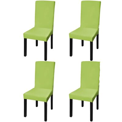 vidaXL Tiesūs įtempiami kėdžių užvalkalai, 4vnt., žalios spalvos