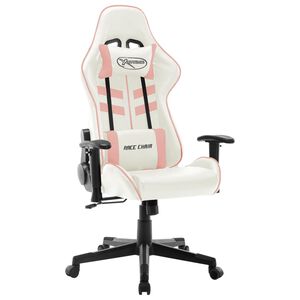 vidaXL Žaidimų kėdė, baltos ir rožinės spalvos, dirbtinė oda