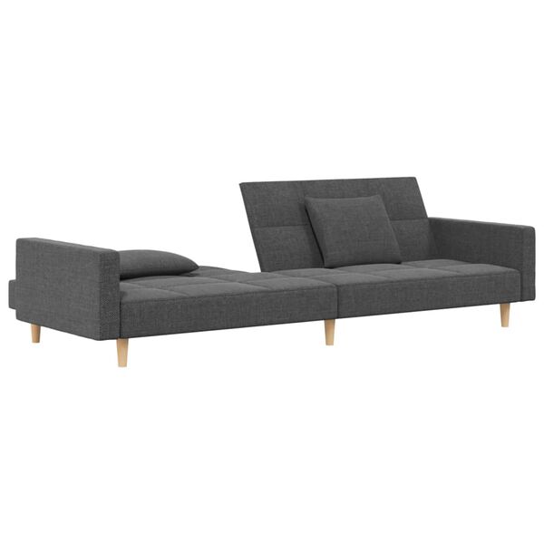 vidaXL Dvivietė sofa-lova su dvejomis pagalvėmis, pilka, audinys